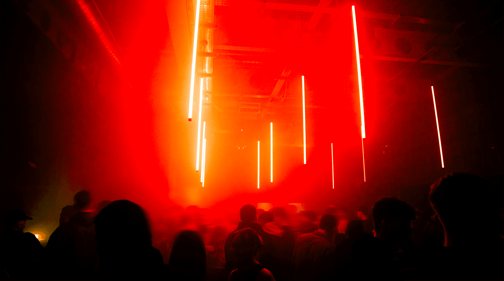Nightlife crowd inside Amber's venue space.